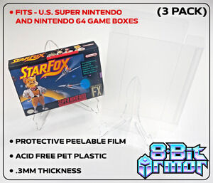 3 Box Protectors for Super Nintendo SNES & N64 Game Boxes Clear Cases